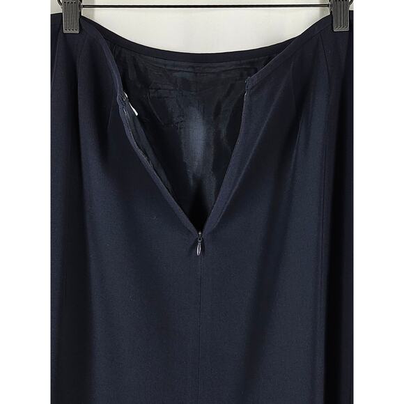 ALBERT NIPON WOMEN'S NAVY BLUE PENCIL SKIRT WITH PLEATED BOTTOM TRIM SIZE 14 - Picture 6 of 8